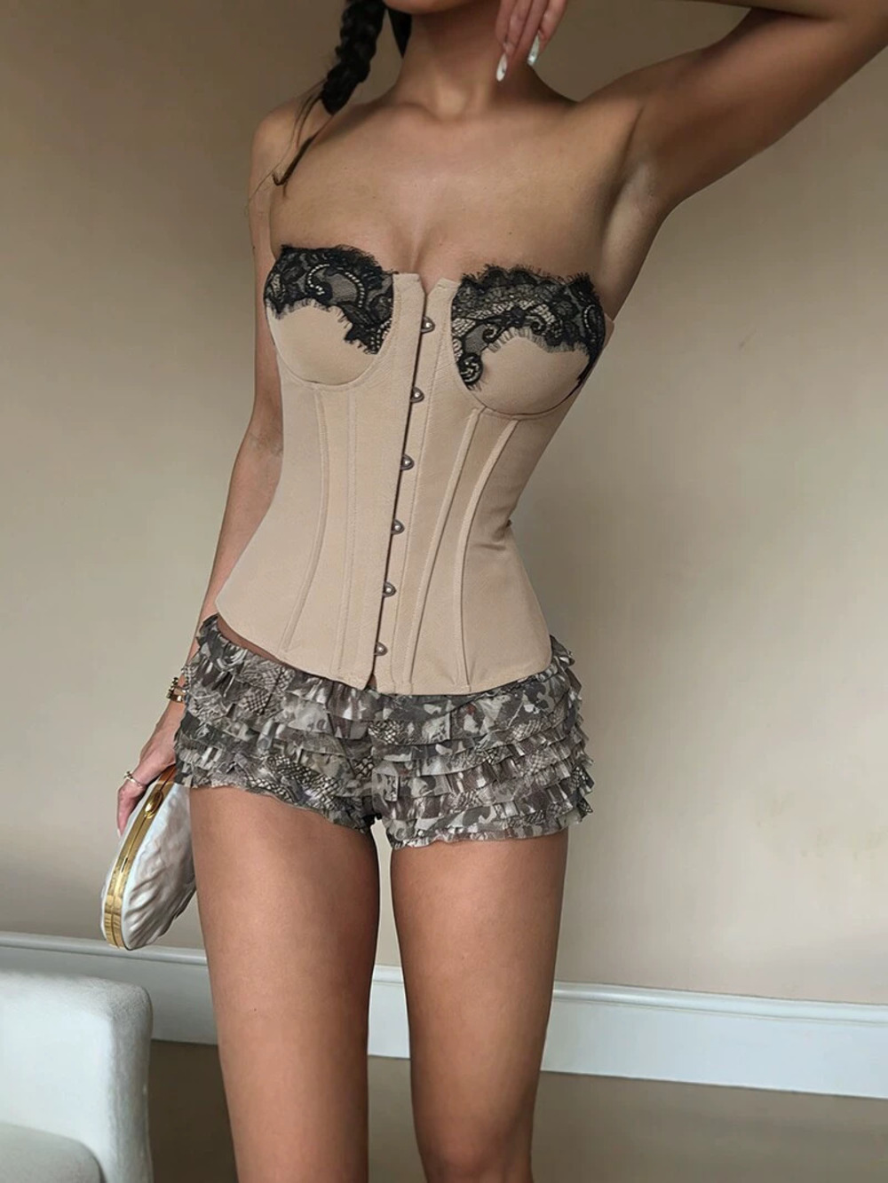Zara Lace Up Low Cut Camisole Top Summer Asymmetric Hem Y2K